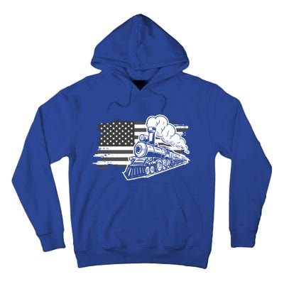 Patriotic Us Flag Train Model Trains Trainspotting Funny Gift Tall Hoodie