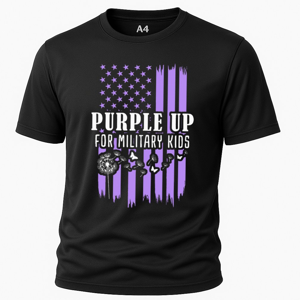 Purple Up For Military Child Month Usa Flag Cooling Performance Crew T-Shirt