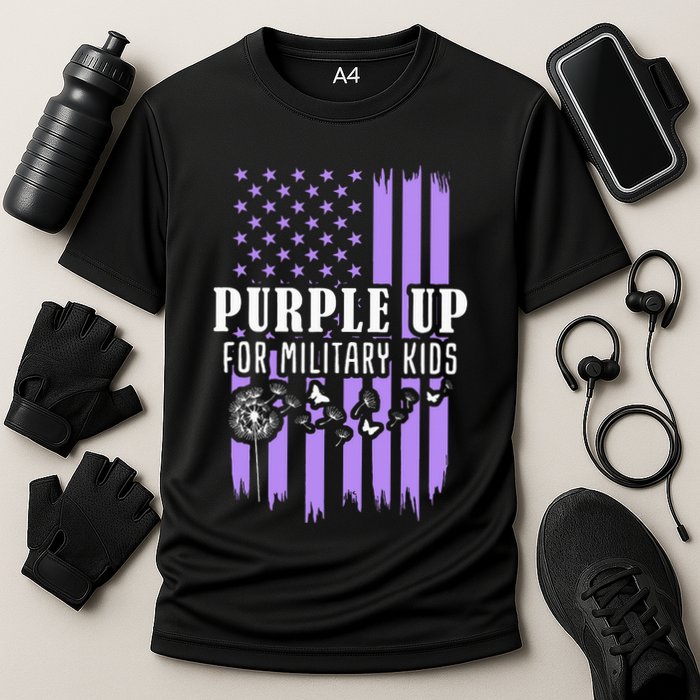 Purple Up For Military Child Month Usa Flag Cooling Performance Crew T-Shirt