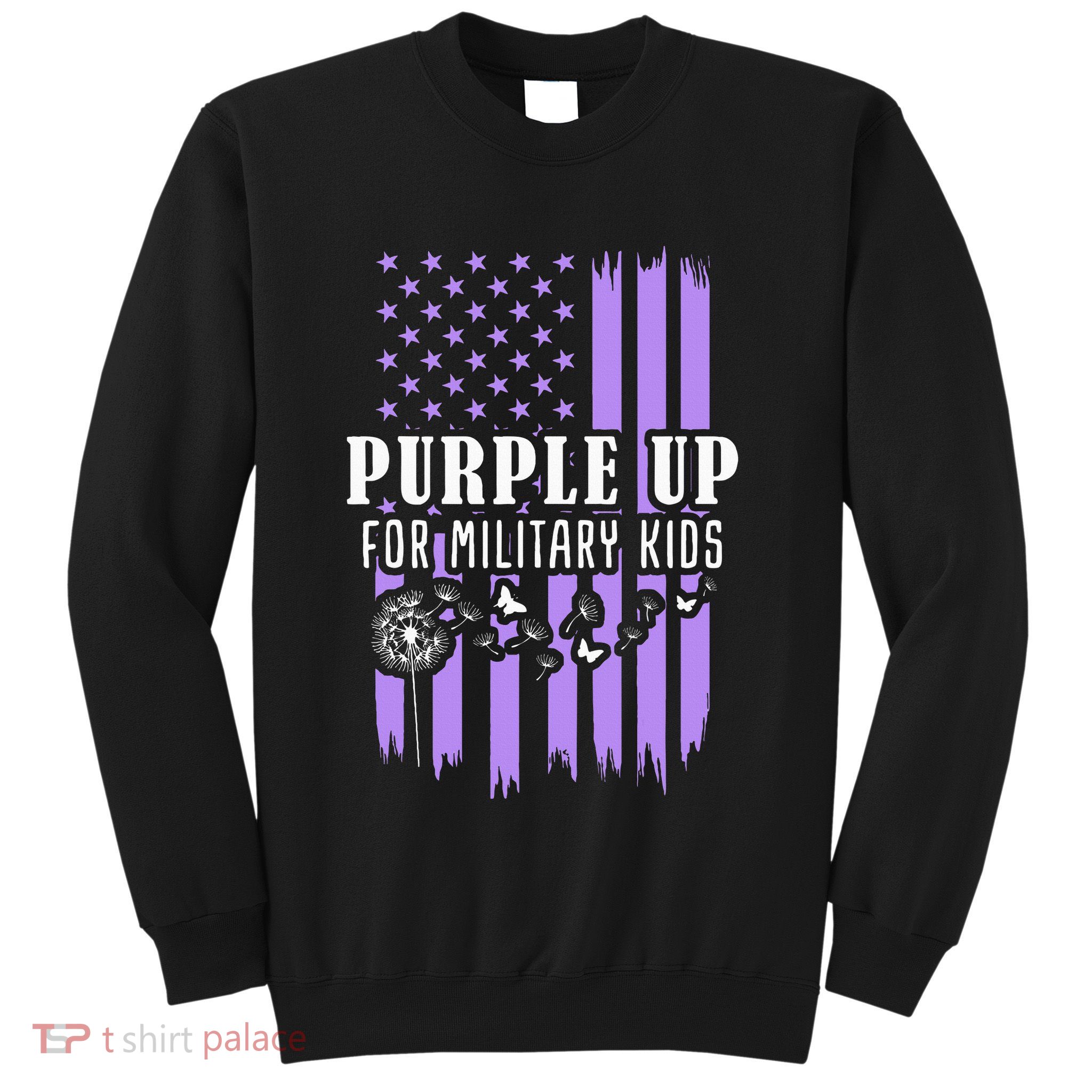Purple Up For Military Child Month Usa Flag Sweatshirt
