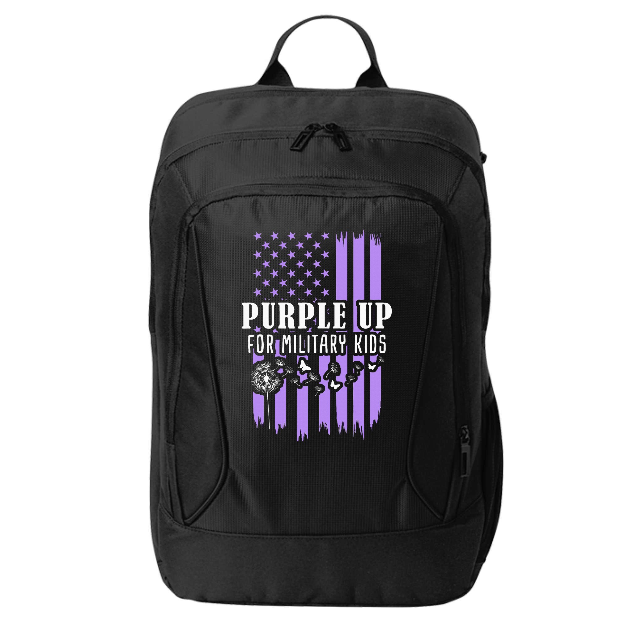 Purple Up For Military Child Month Usa Flag City Backpack