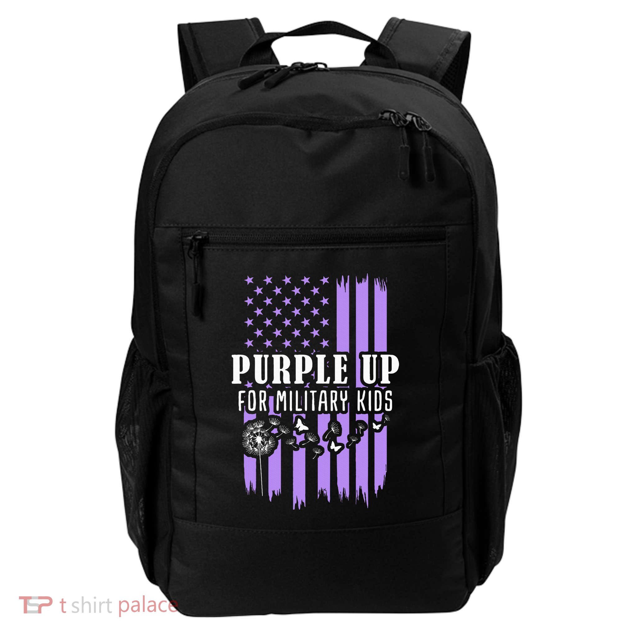 Purple Up For Military Child Month Usa Flag Backpack