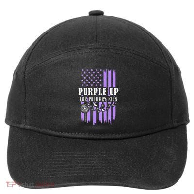 Purple Up For Military Child Month Usa Flag 7-Panel Snapback Hat