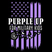Purple Up For Military Child Month Usa Flag Flat Bill Trucker Hat