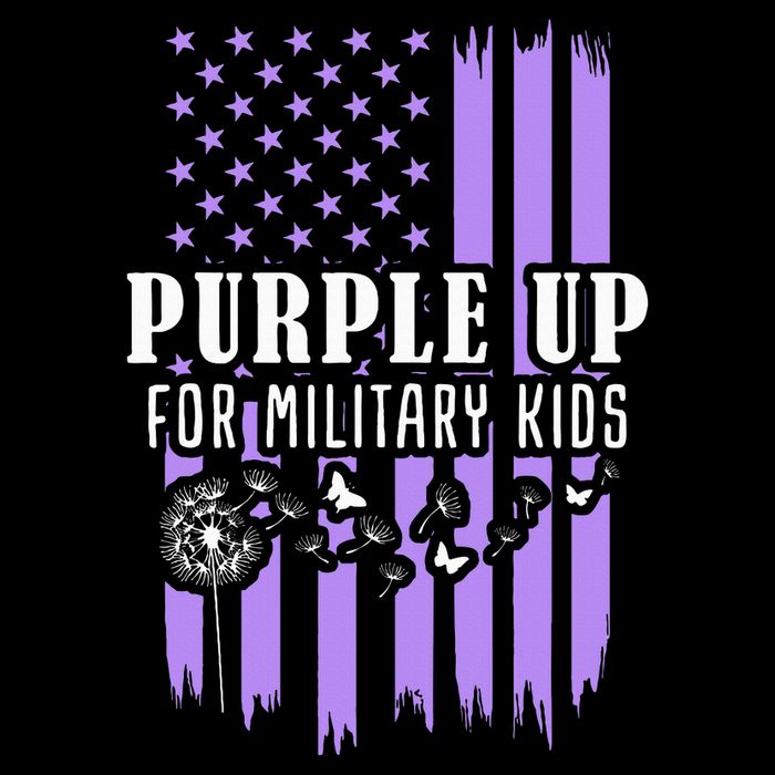Purple Up For Military Child Month Usa Flag Flat Bill Trucker Hat