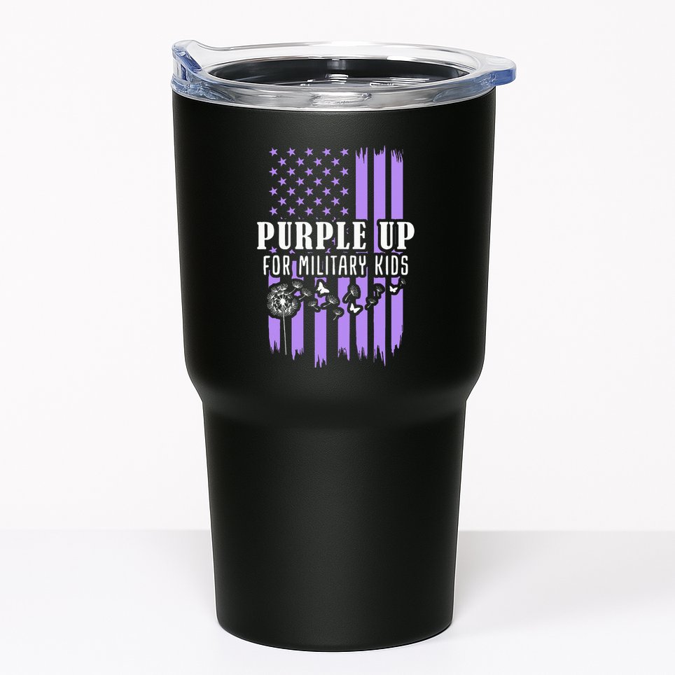 Purple Up For Military Child Month Usa Flag Tumbler