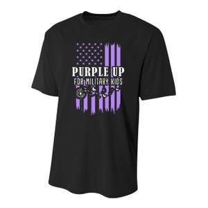 Purple Up For Military Child Month Usa Flag Youth Performance Sprint T-Shirt