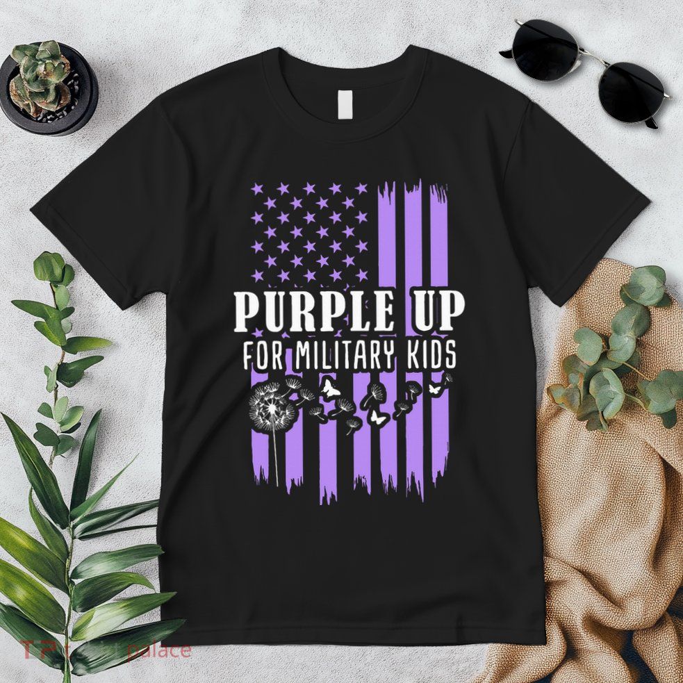 Purple Up For Military Child Month Usa Flag Premium T-Shirt