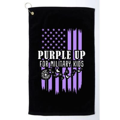 Purple Up For Military Child Month Usa Flag Golf Towel