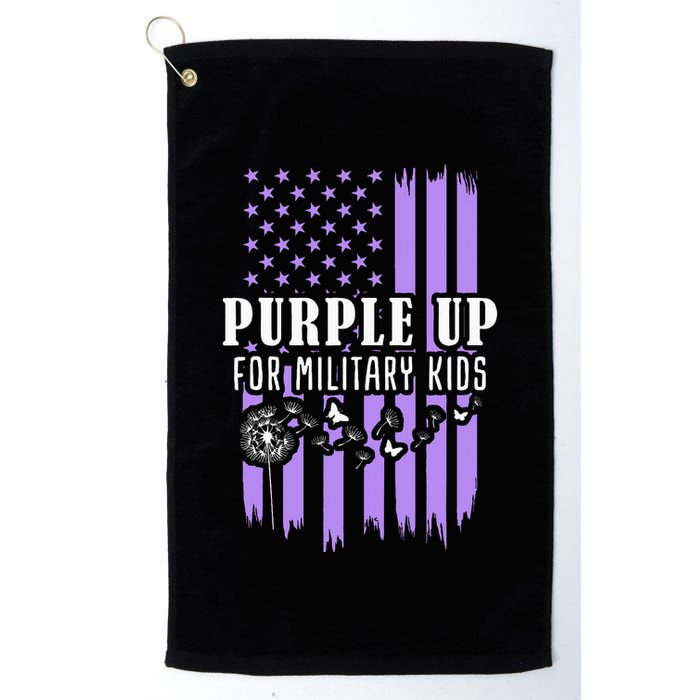 Purple Up For Military Child Month Usa Flag Golf Towel