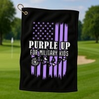 Purple Up For Military Child Month Usa Flag Golf Towel