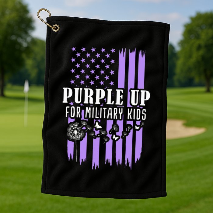 Purple Up For Military Child Month Usa Flag Golf Towel