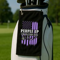Purple Up For Military Child Month Usa Flag Golf Towel