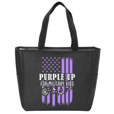 Purple Up For Military Child Month Usa Flag Zip Tote Bag