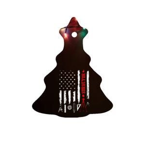 Patriotic USA Flag Land Surveyor Land Examiner Cartographer Ceramic Tree Ornament