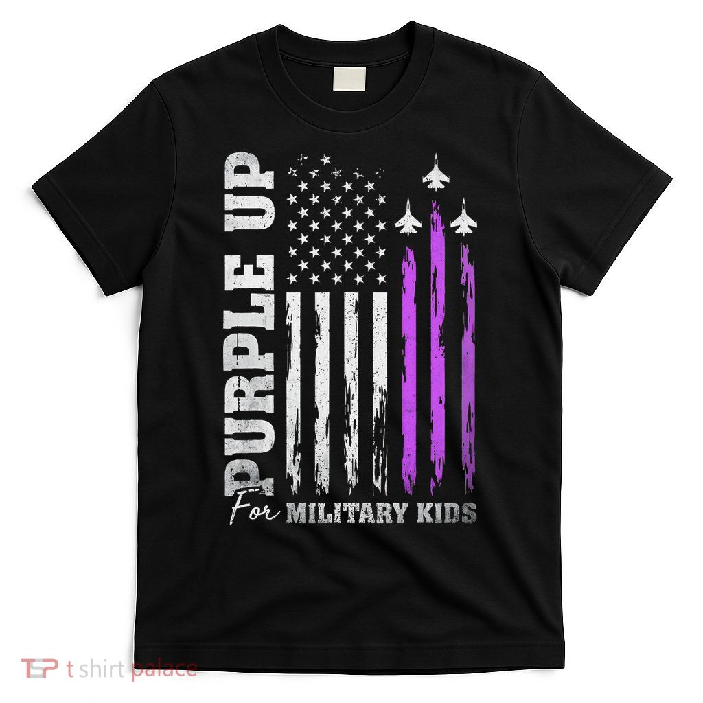 Purple Up For Military Flag Military Child Month T-Shirt