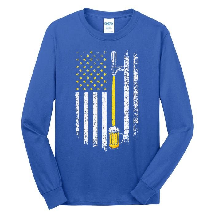 Patriotic US Flag American Brewery Craft Beer Funny Tall Long Sleeve T-Shirt