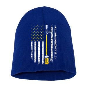 Patriotic US Flag American Brewery Craft Beer Funny Short Acrylic Beanie