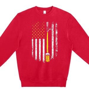 Patriotic US Flag American Brewery Craft Beer Funny Premium Crewneck Sweatshirt