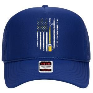 Patriotic US Flag American Brewery Craft Beer Funny High Crown Mesh Back Trucker Hat