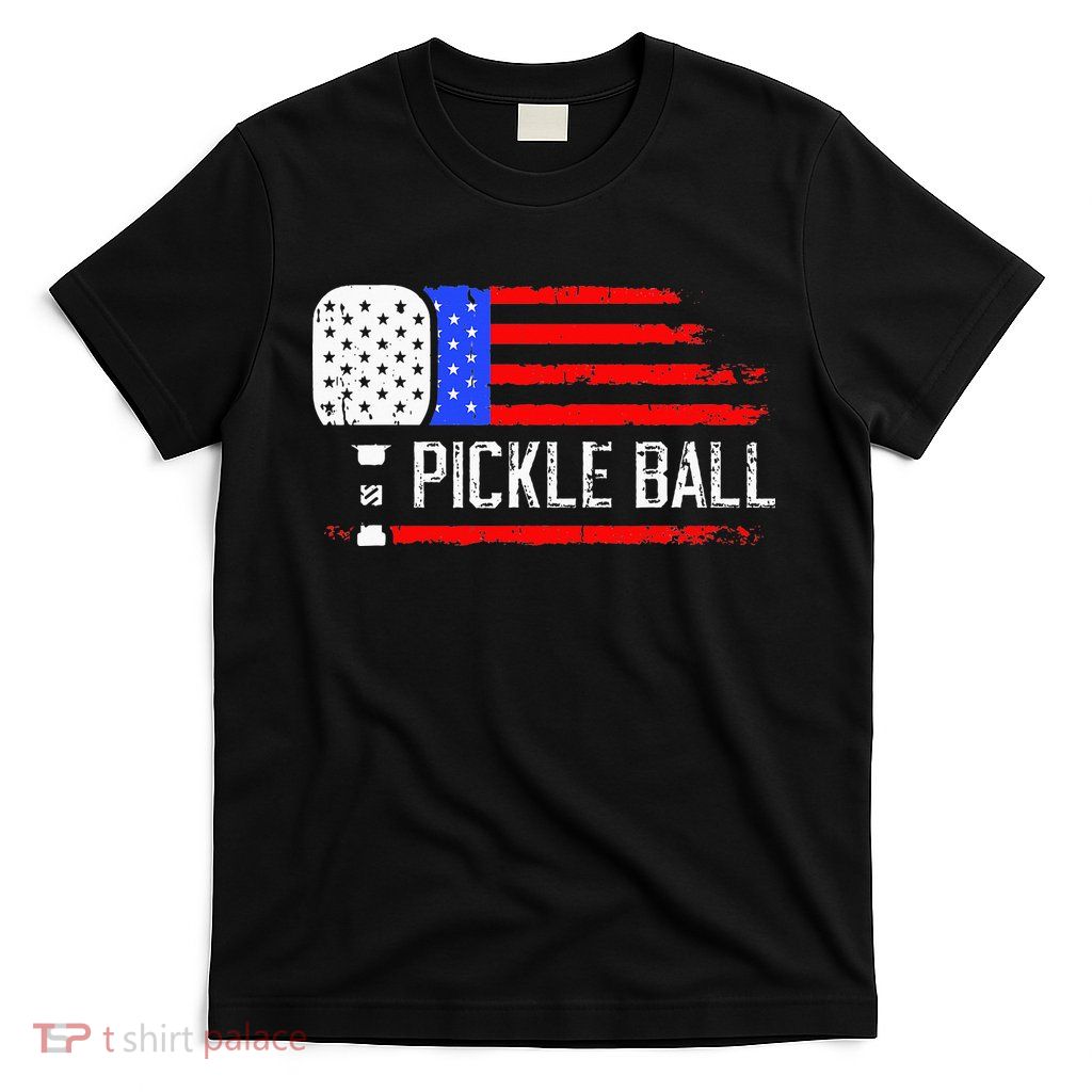 Pickleball US Flag Vintage Pickleball Paddle T-Shirt