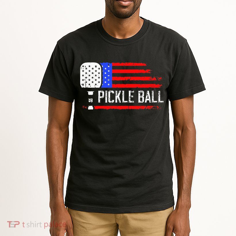 Pickleball US Flag Vintage Pickleball Paddle Tall T-Shirt