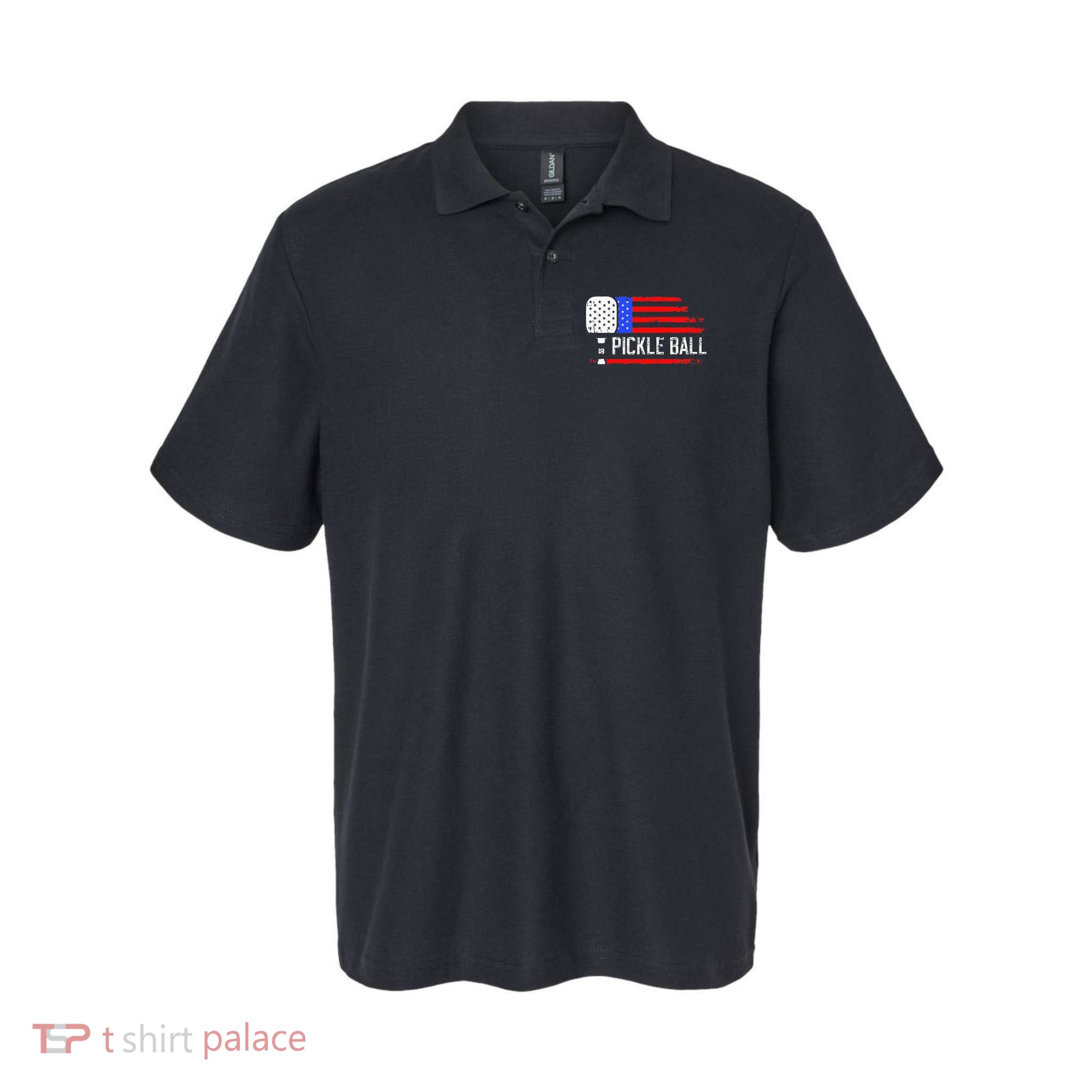 Pickleball US Flag Vintage Pickleball Paddle Polo