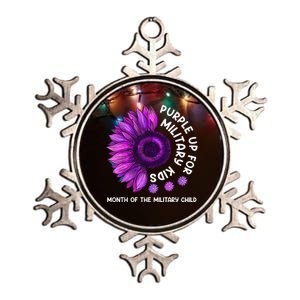 Purple Up For Military Kid Sunflower For Military Child Metallic Star Ornament