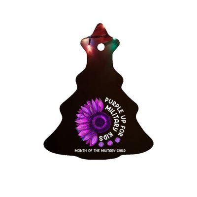 Purple Up For Military Kid Sunflower For Military Child Ceramic Tree Ornament