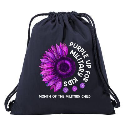 Purple Up For Military Kid Sunflower For Military Child Drawstring Bag