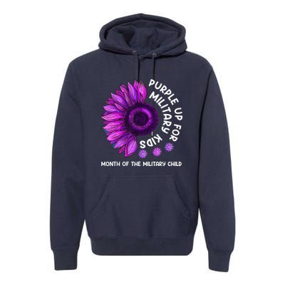 Purple Up For Military Kid Sunflower For Military Child Premium Hoodie