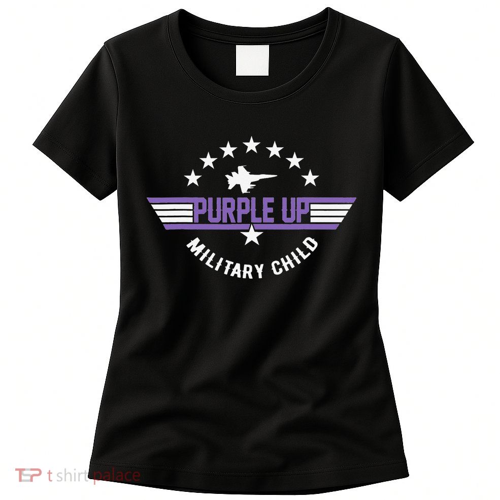 Purple Up For Military Flag Military Child Month Women's T-Shirt