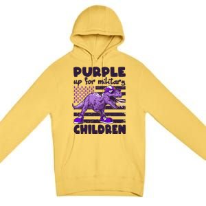 Purple Up For Military Children TRex Dinosaur Premium Pullover Hoodie