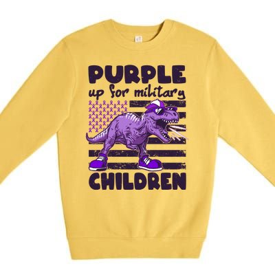 Purple Up For Military Children TRex Dinosaur Premium Crewneck Sweatshirt