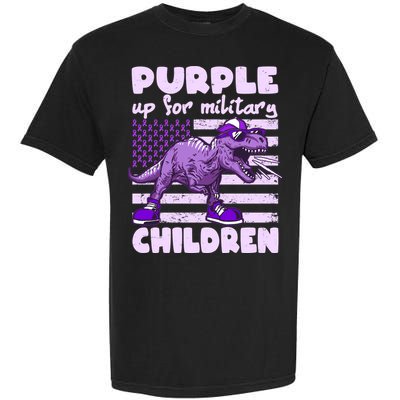 Purple Up For Military Children TRex Dinosaur Garment-Dyed Heavyweight T-Shirt