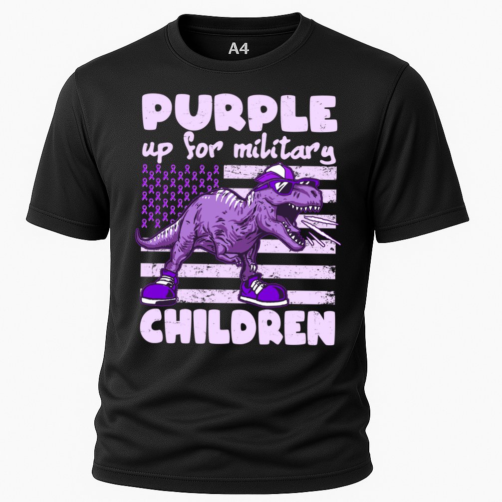 Purple Up For Military Children TRex Dinosaur Cooling Performance Crew T-Shirt