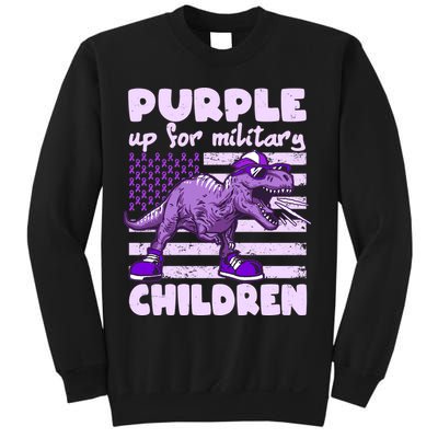 Purple Up For Military Children TRex Dinosaur Sweatshirt