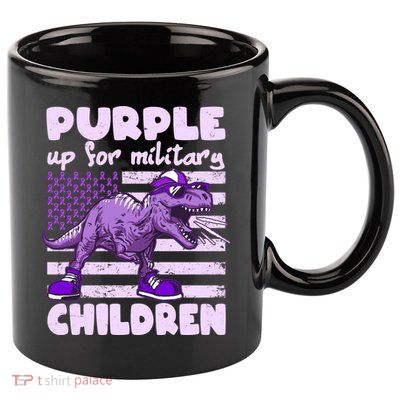Purple Up For Military Children TRex Dinosaur 11oz C Handle Ceramic Mug