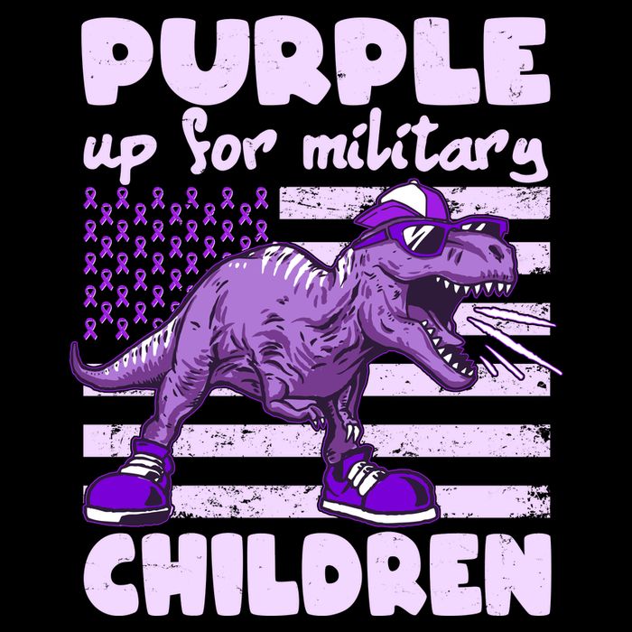 Purple Up For Military Children TRex Dinosaur Drawstring Bag