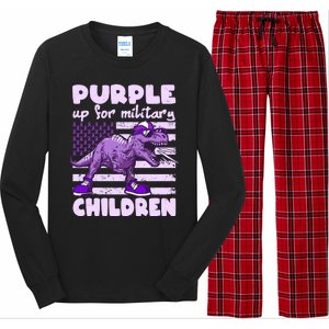 Purple Up For Military Children TRex Dinosaur Long Sleeve Pajama Set