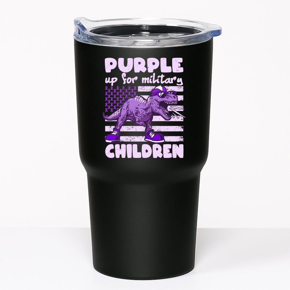 Purple Up For Military Children TRex Dinosaur Tumbler