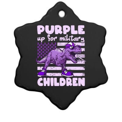 Purple Up For Military Children TRex Dinosaur Ceramic Star Ornament