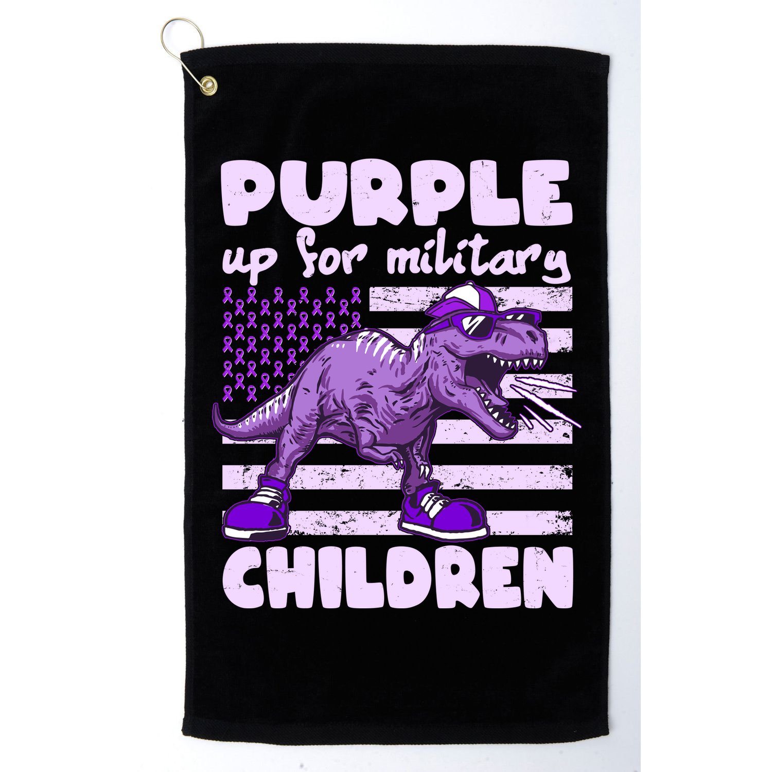 Purple Up For Military Children TRex Dinosaur Golf Towel