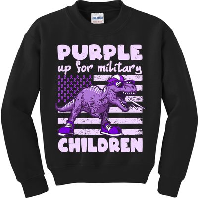 Purple Up For Military Children TRex Dinosaur Kids Sweatshirt
