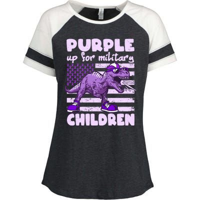 Purple Up For Military Children TRex Dinosaur Enza Ladies Jersey Colorblock Tee