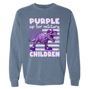 Purple Up For Military Children TRex Dinosaur Garment-Dyed Sweatshirt