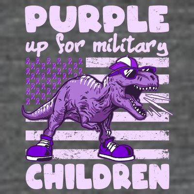 Purple Up For Military Children TRex Dinosaur T-Shirt