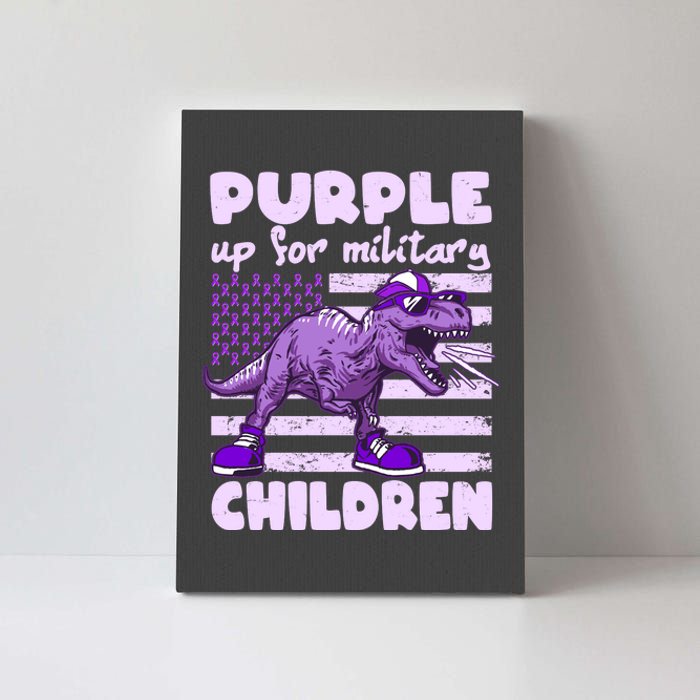 Purple Up For Military Children TRex Dinosaur Canvas