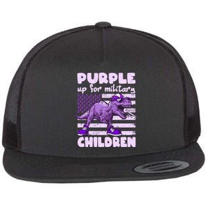 Purple Up For Military Children TRex Dinosaur Flat Bill Trucker Hat