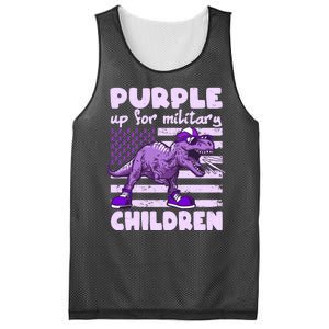 Purple Up For Military Children TRex Dinosaur Mesh Reversible Basketball Jersey Tank